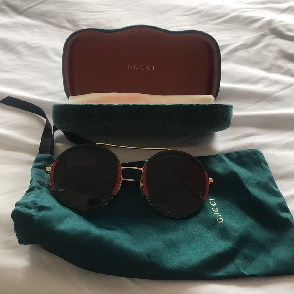 Gucci Round-frame metal glasses